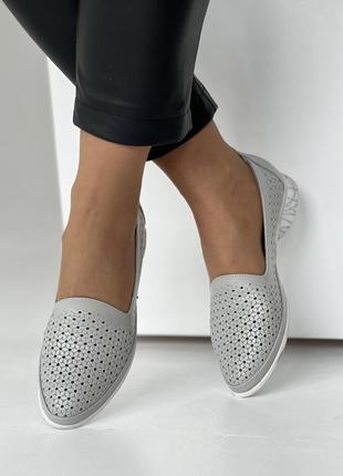 Элегантные женские кожаные балетки evro moda(713-513 grey), производитель туречки