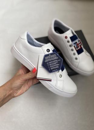 Tommy hilfiger новые белые кожаные кеды кроссовки мокасины оригинал3 фото