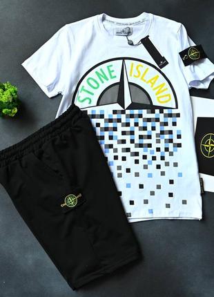 Летный спортивный костюм stone island летний спортивный костюм stone island белая футболка черные шорты-тон айленд