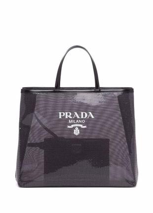 Сумка прозора сітка пляжна в стилі prada1 фото