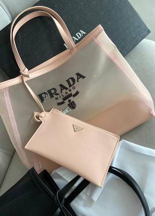 Сумка прозора сітка пляжна в стилі prada6 фото