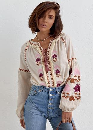 Хлопковая вышиванка прямого кроя