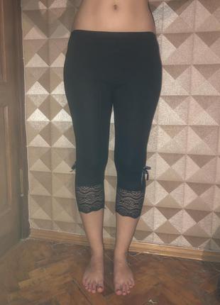 Лосины капри с кружевом ажурные чёрные
