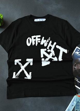 Мужская чёрная футболка off white чорна чоловіча футболка off white