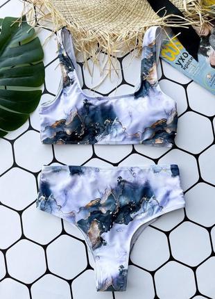 Купальник принт мрамор два цвета6 фото
