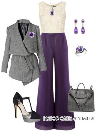 Изумительные брюки, прямые, фиолетовые, с высокой посадкой, zara, со стрелками, чернильного цвета,10 фото