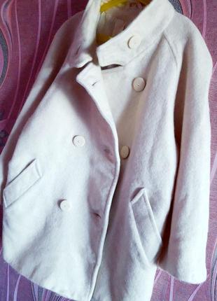 Дизайнерское двубортное шерстяное пальто кокон цвета айвори paige (page adams- geller)3 фото