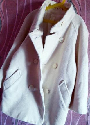Дизайнерское двубортное шерстяное пальто кокон цвета айвори paige (page adams- geller)6 фото