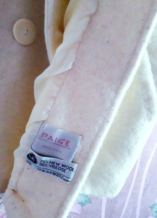 Дизайнерське вовняне пальто двобортне кокон кольору айворі paige (page adams - geller)8 фото