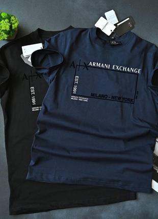 Мужская темно-синяя футболка armani exchange темно-синя чоловіча футболка armani exchange