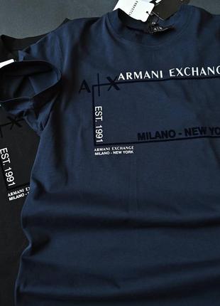 Мужская темно-синяя футболка armani exchange темно-синя чоловіча футболка armani exchange3 фото