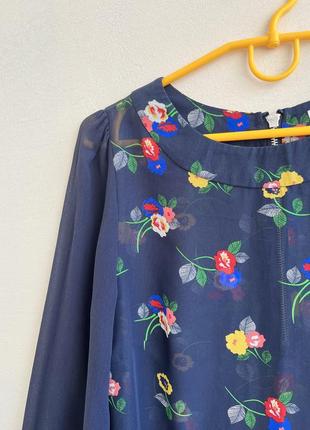 Темно-синя блуза з квітковим принтом new look3 фото