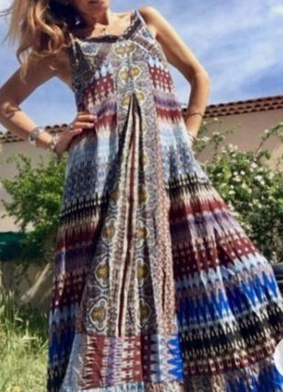 Яскравий літній сарафан сукня га бретелях вільного крою2 фото