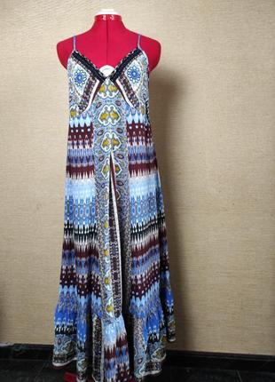 Яскравий літній сарафан сукня га бретелях вільного крою4 фото