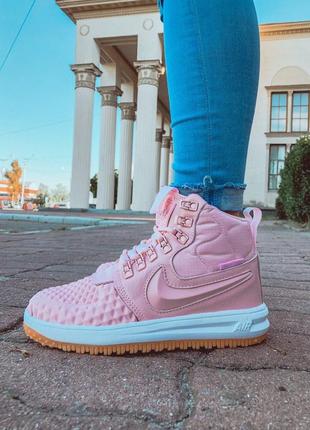 😍nike lunar force 1 duckboot pink😍розовые кожаные осенние кроссовки найк3 фото