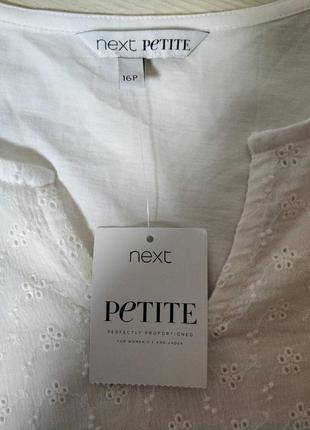 Стильная белая блузка блуза футболка вышиванка оверсайз бренд next petite, р.16р3 фото
