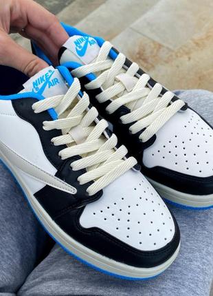 Nike air jordan 1 low travis scott blue/black/white
чоловічі жіночі кросівки блакитні білі 41 знижка скидка женские мужские кроссовки голубые белые9 фото