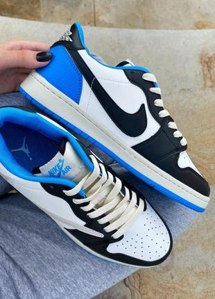 Nike air jordan 1 low travis scott blue/black/white
чоловічі жіночі кросівки блакитні білі 41 знижка скидка женские мужские кроссовки голубые белые1 фото