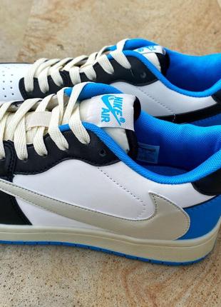 Nike air jordan 1 low travis scott blue/black/white
чоловічі жіночі кросівки блакитні білі 41 знижка скидка женские мужские кроссовки голубые белые7 фото