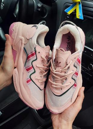 Женские кроссовки adidas ozweego розовые