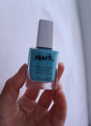 Лак для ногтей голубой бирюзовый mark gel shine1 фото