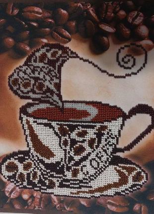 Картина аромат кофе вышитый чешским бисером3 фото