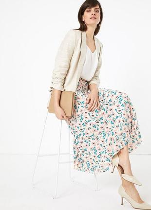 Плісирована рожева спідниця міді в квітковий принт