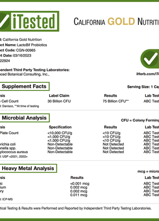 10 растительных капсул california gold nutrition, lactobif probiotic, пробиотики, 30 млрд кое,4 фото