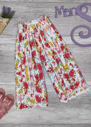 Кюлоты для девочки zara летние брюки плиссе с цветочным принтом размер 116