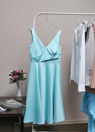 Брендова сатинова міді сукня / ошатне коктейльне міді плаття на весілля випускний1 фото
