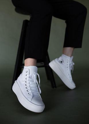 Converse chuck taylor move hi white жіночі білі масивні кеди конверс висока платформа літо весна знижка скидка женские белые кеды высокая подошва