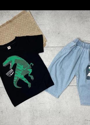 Стильний літній комплект -джинсові шорти+ футболка2 фото