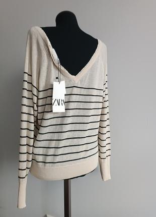 Тонкий свитер в полоску с добавкой шерсти с кружевом zara, m, 170/88 cm6 фото
