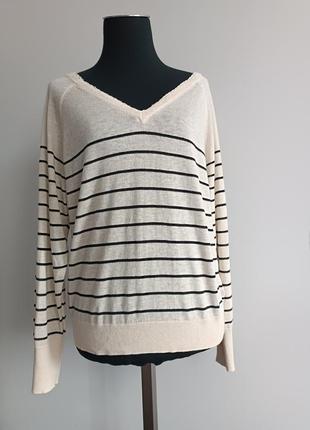 Тонкий свитер в полоску с добавкой шерсти с кружевом zara, m, 170/88 cm4 фото