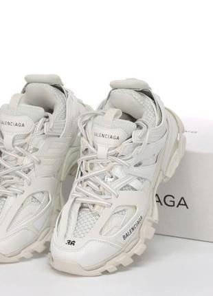 Модні жіночі шкіряні кросівки білі balenciaga track white (37-42)