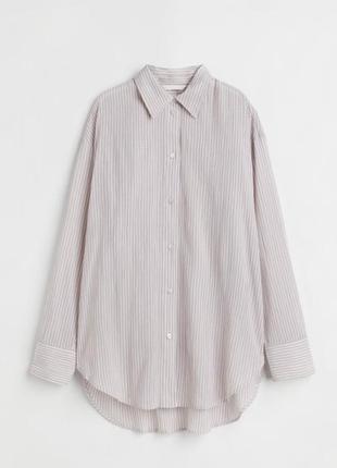 Бавовняна рубашка сорочка оверсайз h&amp;m рубашка в полоску базовая рубашка с карманом удлинённая рубашка