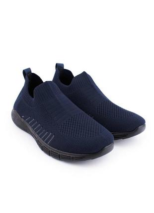 Мужские темно-синие кроссовки из текстиля1 фото