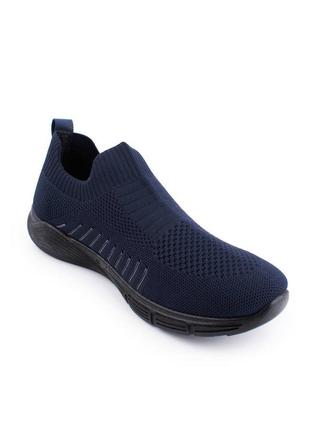 Чоловічі темно-сині кросівки з текстилю2 фото