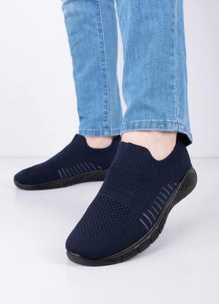 Мужские темно-синие кроссовки из текстиля4 фото
