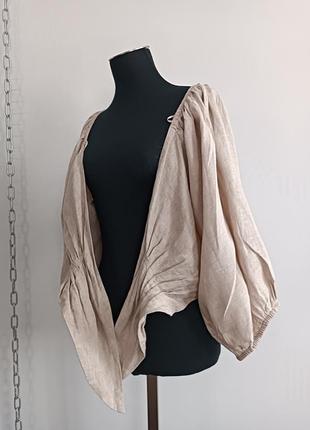 Короткая льняная блуза с пышными рукавами ginatricot premium ,48( xl)6 фото