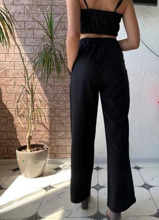 Женский стильный, классический, модный деловой костюм тройка брюки, блуза и топ 531706 фото