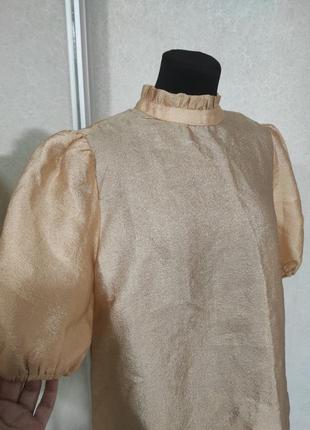 Vila топ золотая блузка с рукавами фонариками объемными2 фото