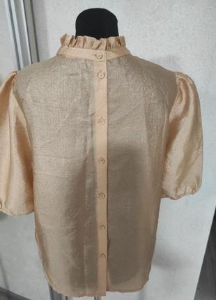 Vila топ золотая блузка с рукавами фонариками объемными3 фото