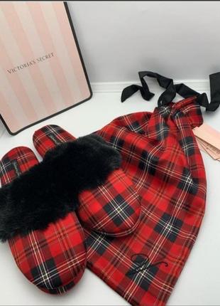 Victoria’s secret оригинал сатиновые домашние тапочки в подарочном мешочке2 фото