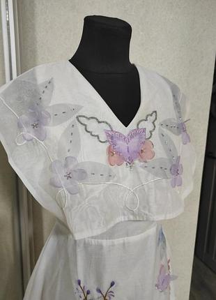 Сказочная ножка мини платье 👗 с вышивкой в стиле алисы в зазеркалли со стразами и пайетками 2