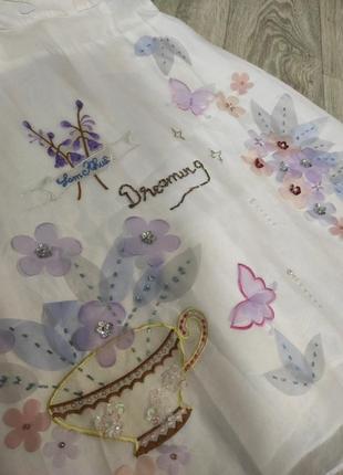 Сказочная ножка мини платье 👗 с вышивкой в стиле алисы в зазеркалли со стразами и пайетками 9