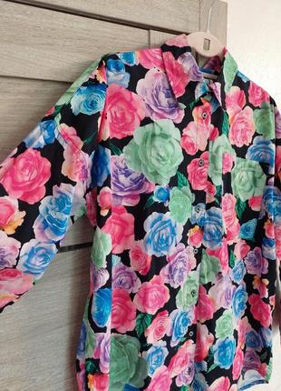 Трендовая женская рубашка в разноцветные розы moves( размер 34-36)3 фото