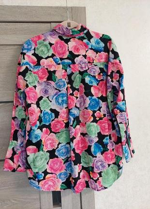 Трендовая женская рубашка в разноцветные розы moves( размер 34-36)5 фото