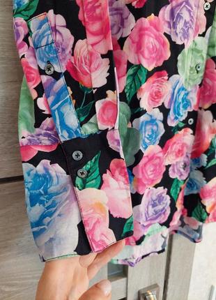 Трендовая женская рубашка в разноцветные розы moves( размер 34-36)6 фото