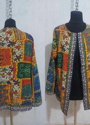 Яркий котоновый жакет, пиджак с вышитой окантовкой, вышивкой этно, бохо стиль emery rose9 фото